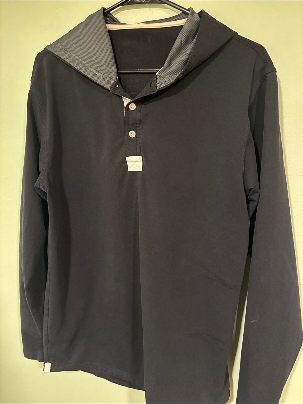 BYLT Men's Long-Sleeve Hooded Polo Shirt - Black